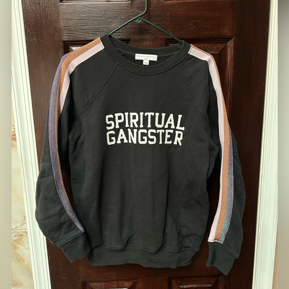 Spiritual Gangster Varsity Malibu Striped Crewneck Sweatshirt